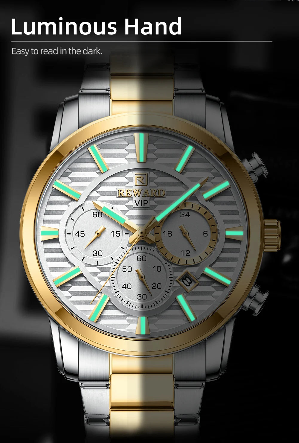 REWARD Fashion Mens Watch Wholesale Price Stainless Steel Waterproof Calendar Wristwatches Male Reloj Reward