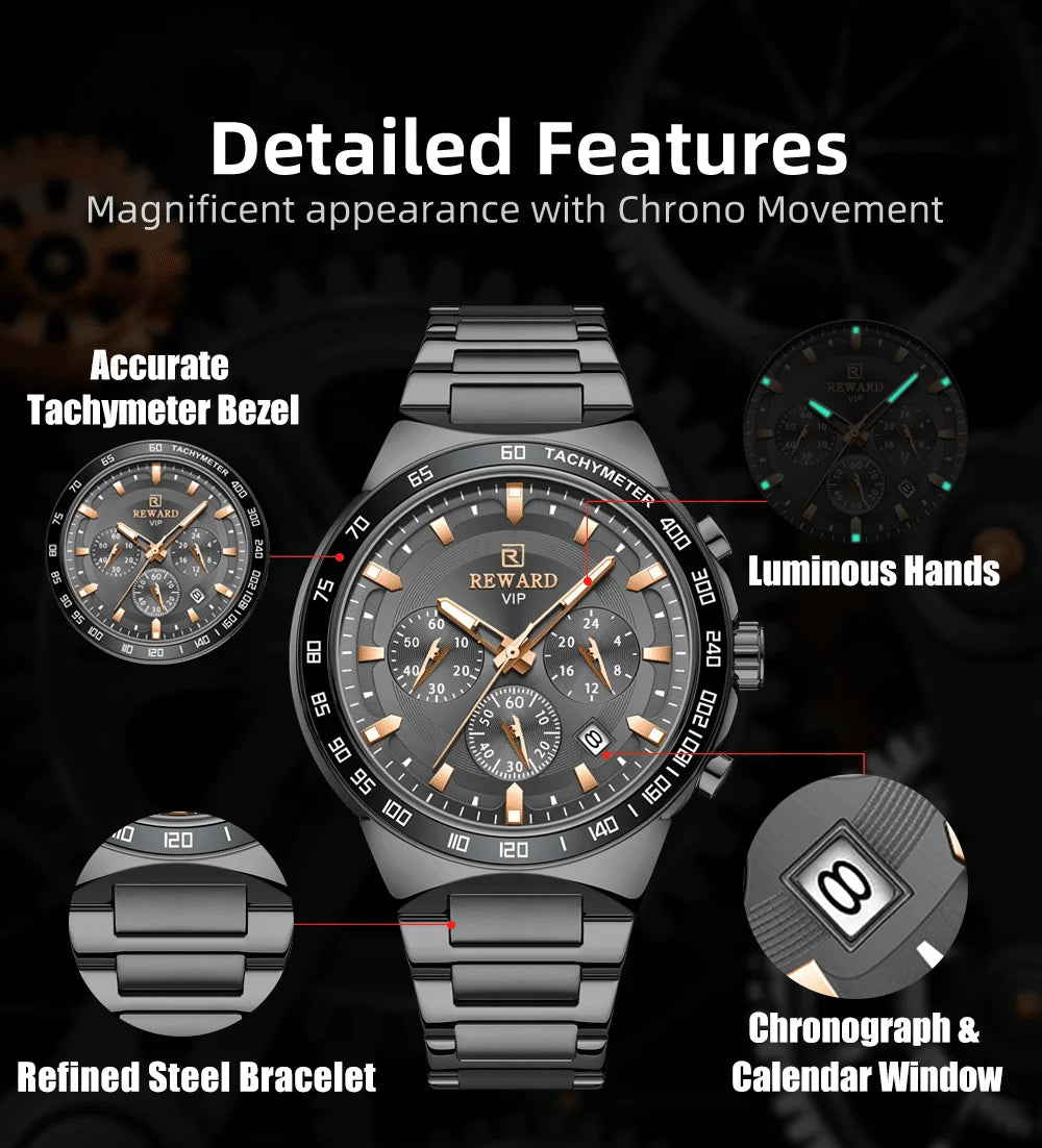 Reward New Design waterproof Casual luxury watch men In Stock fashion mens steel watch wrist chronograph watch RD81967M