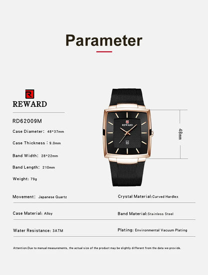 This watch model, RD62009M, is a masterpiece of minimalist design and modern functionality. The striking color combination of black and silver creates a timeless and sophisticated look that can easily match any outfit.