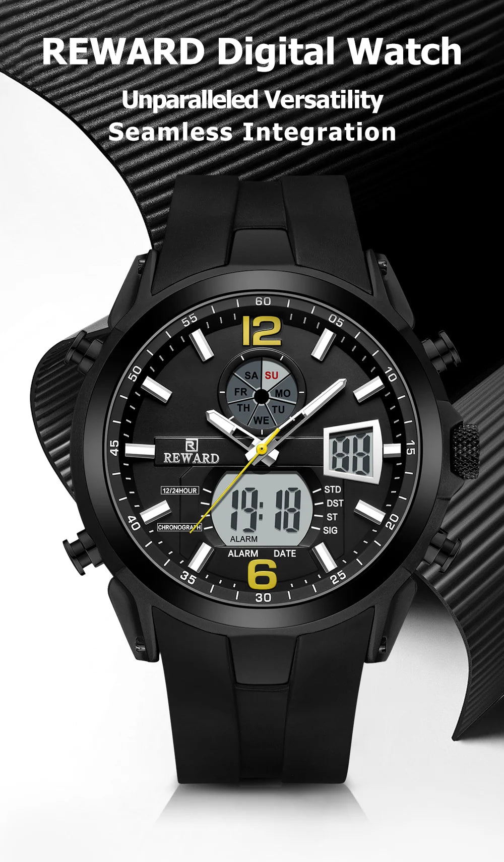 REWARD New digital watches men multi function week date running stopwatch outdoor fashion silicone quartz digital watch