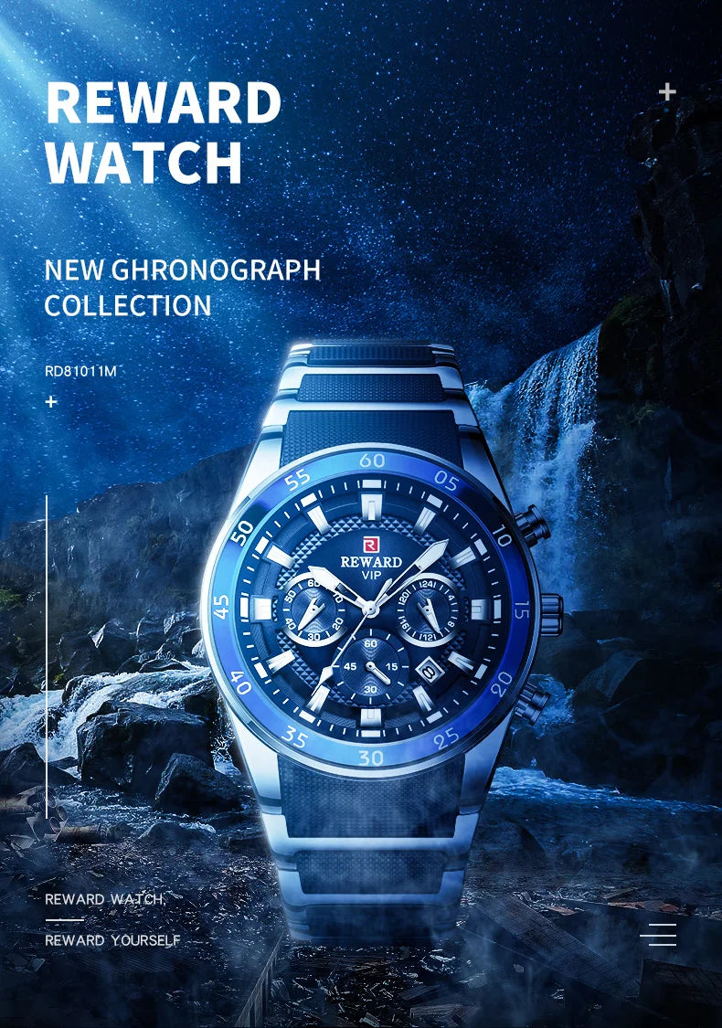 REWARD watches men wrist sport waterproof Luxury brand Silicone Band Quartz Wristwatch Male Watches Fashion Watch Man detail view
