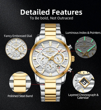 REWARD Fashion Mens Watch Wholesale Price Stainless Steel Waterproof Calendar Wristwatches Male Reloj Reward