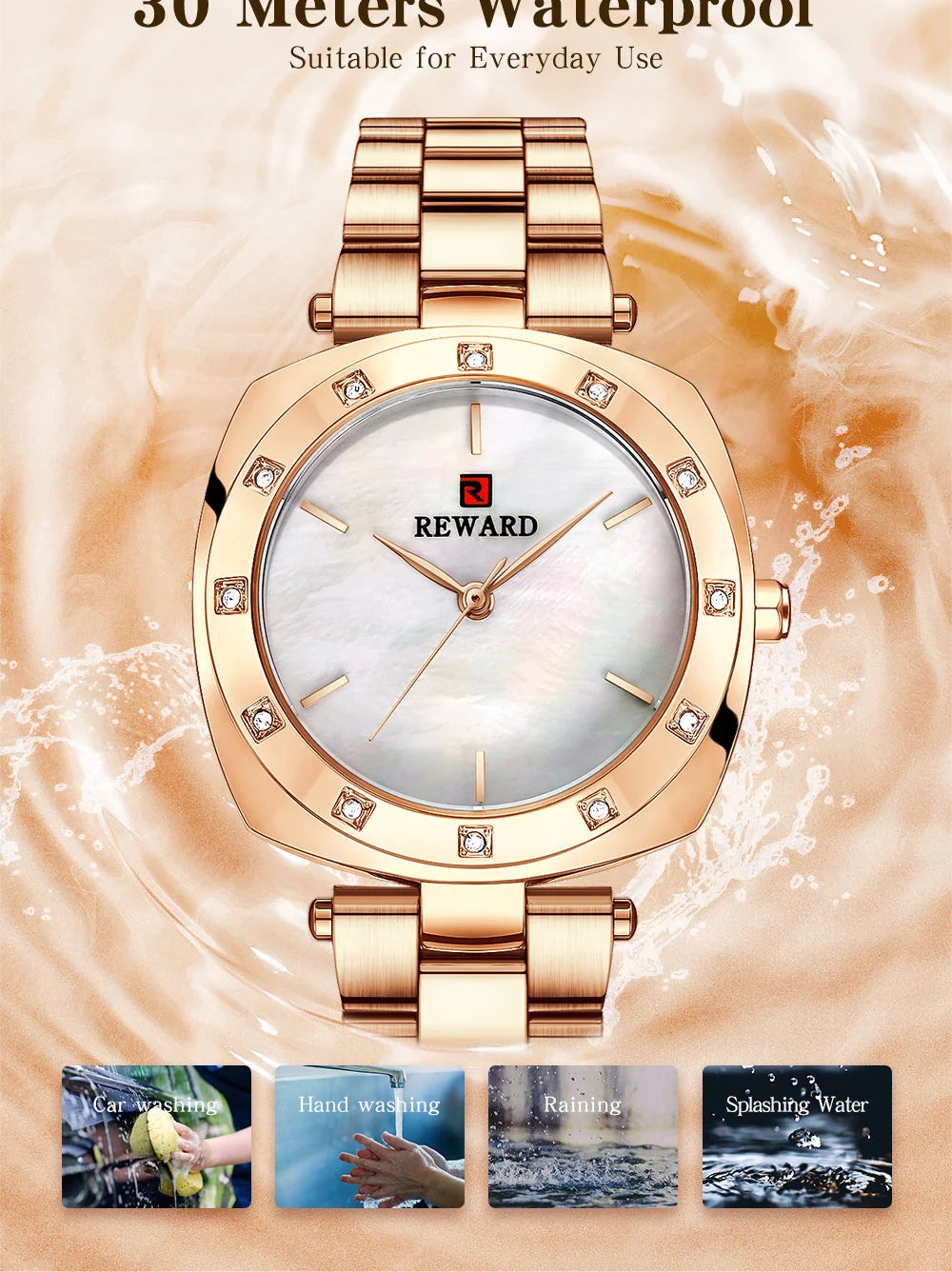 The Reward Custom OEM Japanese Quartz Movement Stylish Women Watch is the best brand for luxury fashion ladies wristwatches. With Japanese quartz movement and a sleek and elegant design, it's both accurate and stylish.