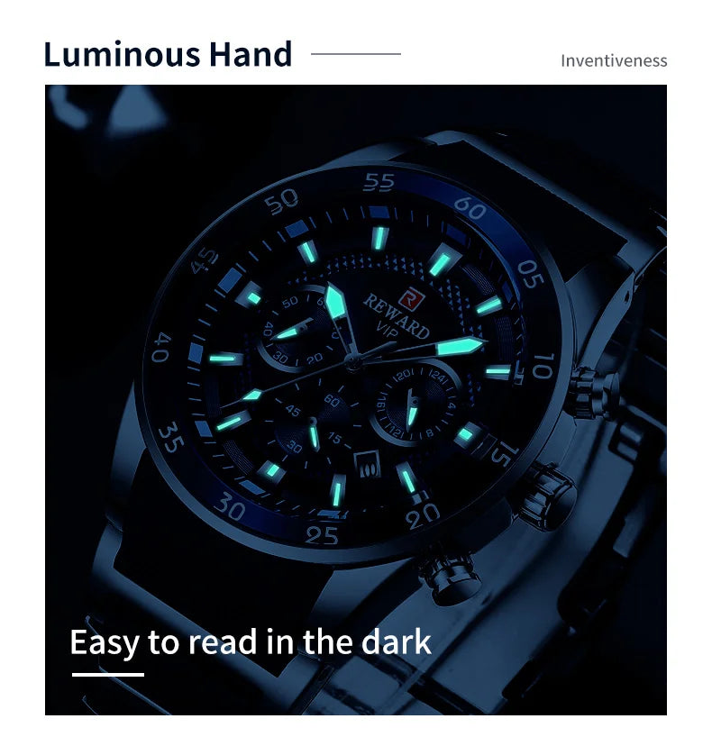 REWARD watches men wrist sport waterproof Luxury brand Silicone Band Quartz Wristwatch Male Watches Fashion Watch Man