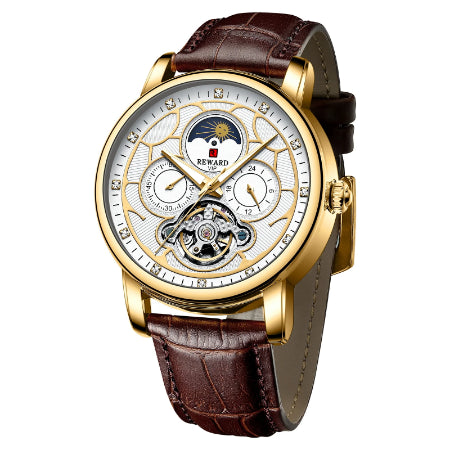 Reward Luxury men stainless steel automatic moon phase mechanical watch 2021 Custom logo casual fashion tourbillon wrist watch,RD33005M