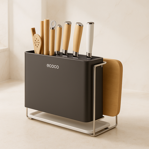 حامل سكاكين وأدوات مطبخ فاخر من ECOCO مع لوح تقطيع | منظم عصري لسطح المطبخ