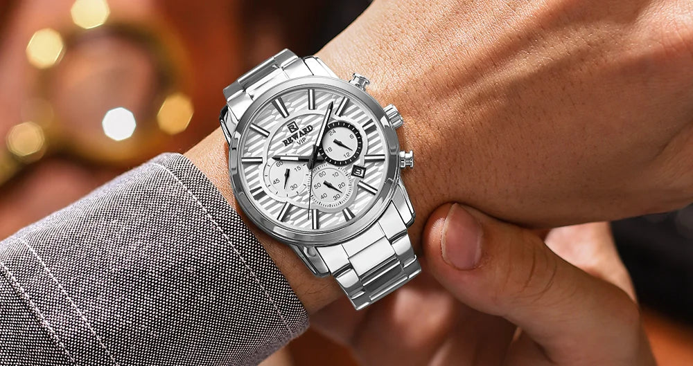 REWARD Fashion Mens Watch Wholesale Price Stainless Steel Waterproof Calendar Wristwatches Male Reloj Reward
