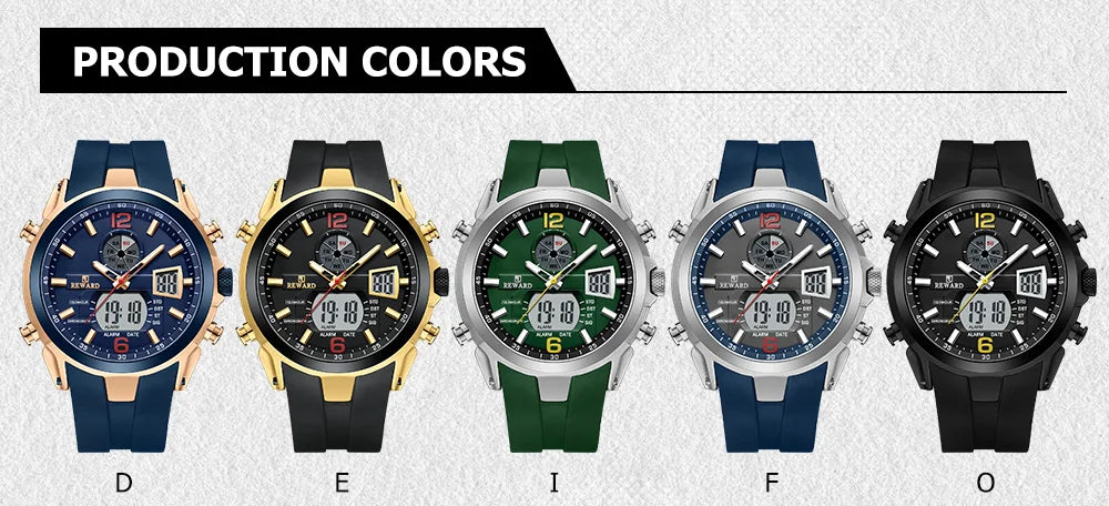 REWARD New digital watches men multi function week date running stopwatch outdoor fashion silicone quartz digital watch