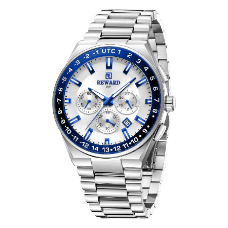 REWARD Men's Watch Luxury Chronograph Business Wristwatch Solid Stainless Steel Band High Quality Watch for Men