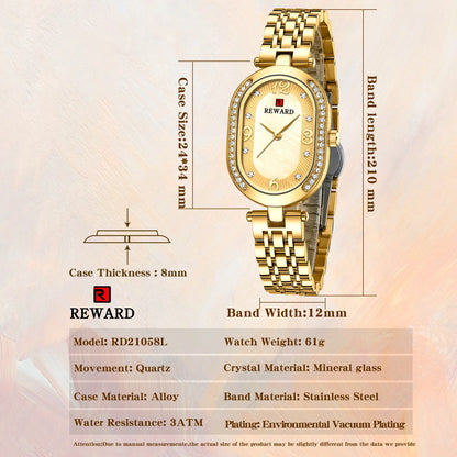REWARD HOT Sale Women Watches Top Brand Luxury Stainless Steel Strap Wrist watch Female Quartz Ladies Watch Wife For Girl  RD21058L