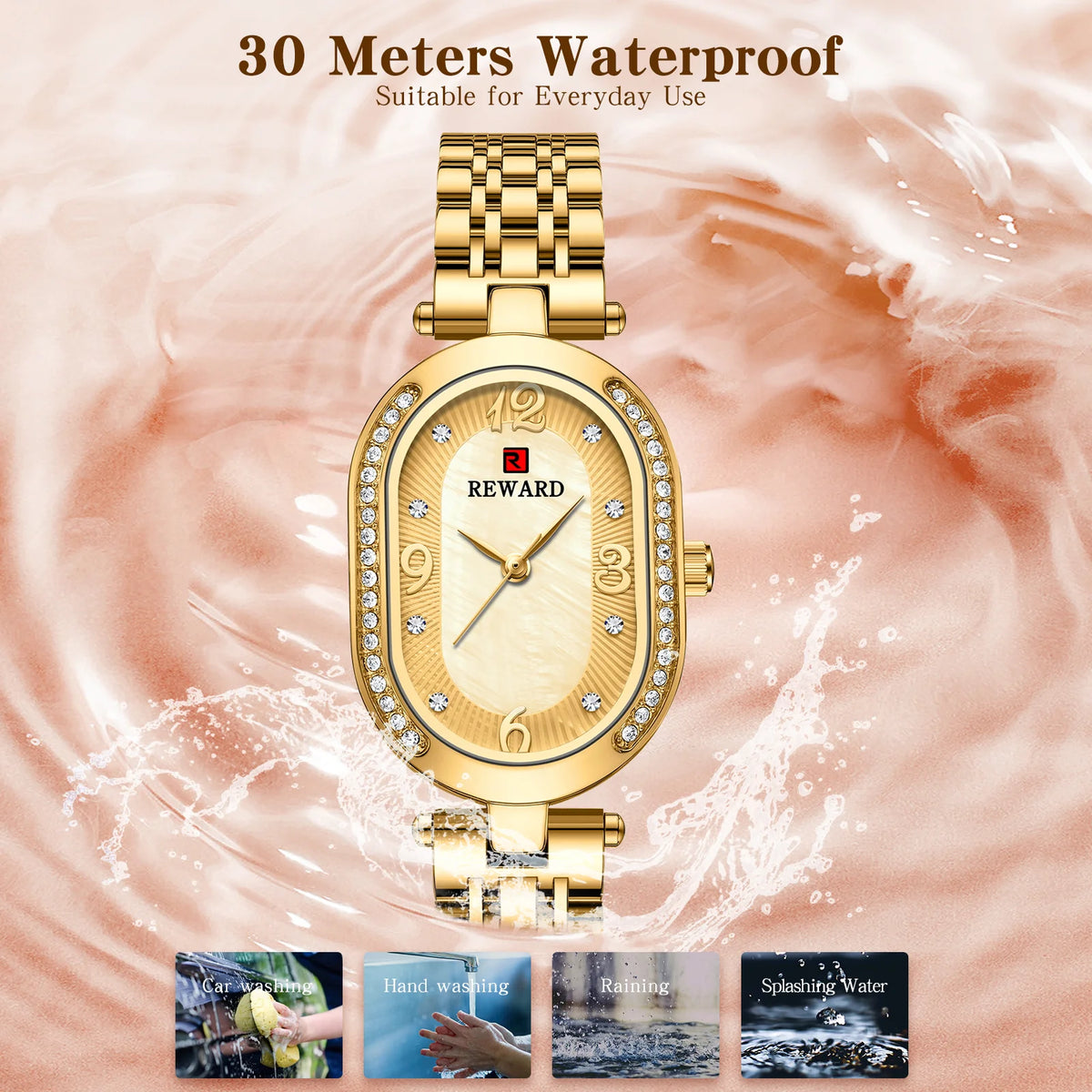 REWARD HOT Sale Women Watches Top Brand Luxury Stainless Steel Strap Wrist watch Female Quartz Ladies Watch Wife For Girl  RD21058L