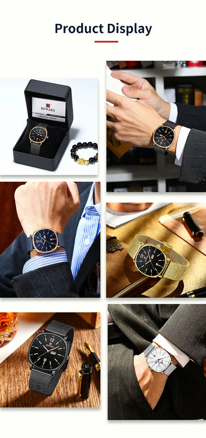 Check out the Reward New Arrivals waterproof simple quartz watches gift set, featuring two simple yet elegant watches made with high-quality alloy materials that are both durable and water-resistant.