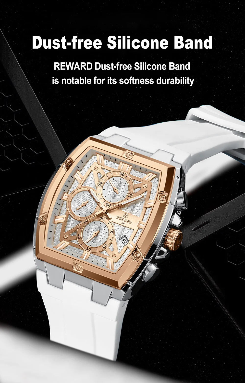 REWARD Fashion Watch Men Square Top Quality Luxury Alloy Quartz Watches Calendar Rubber Band Male Wrist Watches Factory OEM