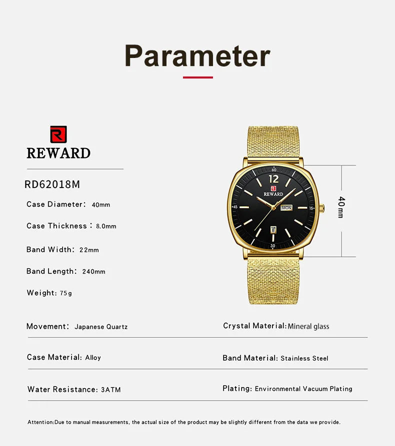 Check out the Reward New Arrivals waterproof simple quartz watches gift set, featuring two simple yet elegant watches made with high-quality alloy materials that are both durable and water-resistant.