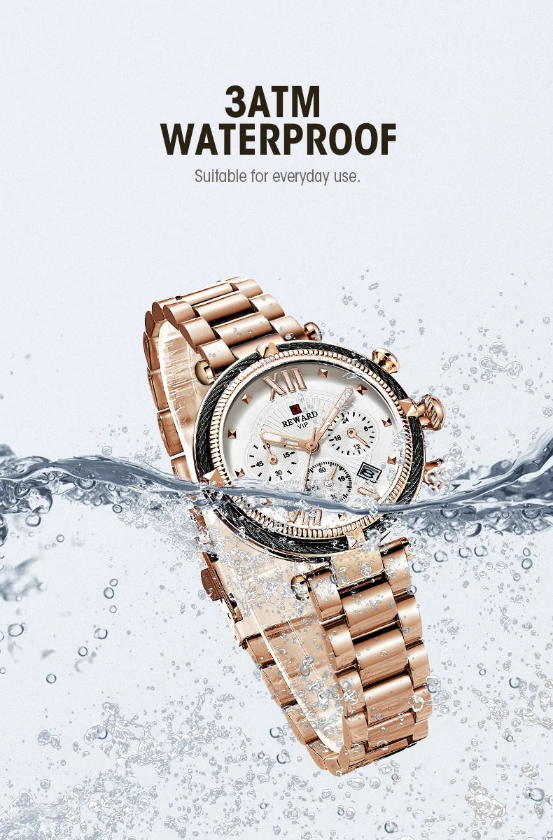 REWARD Hot Brand Luxury Women Watches Fashion Stainless Steel Band Quartz Sport Watch Luminous Ladies Wrist Watch,RD63084L