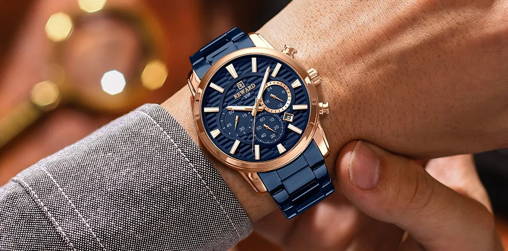 REWARD Fashion Mens Watch Wholesale Price Stainless Steel Waterproof Calendar Wristwatches Male Reloj Reward
