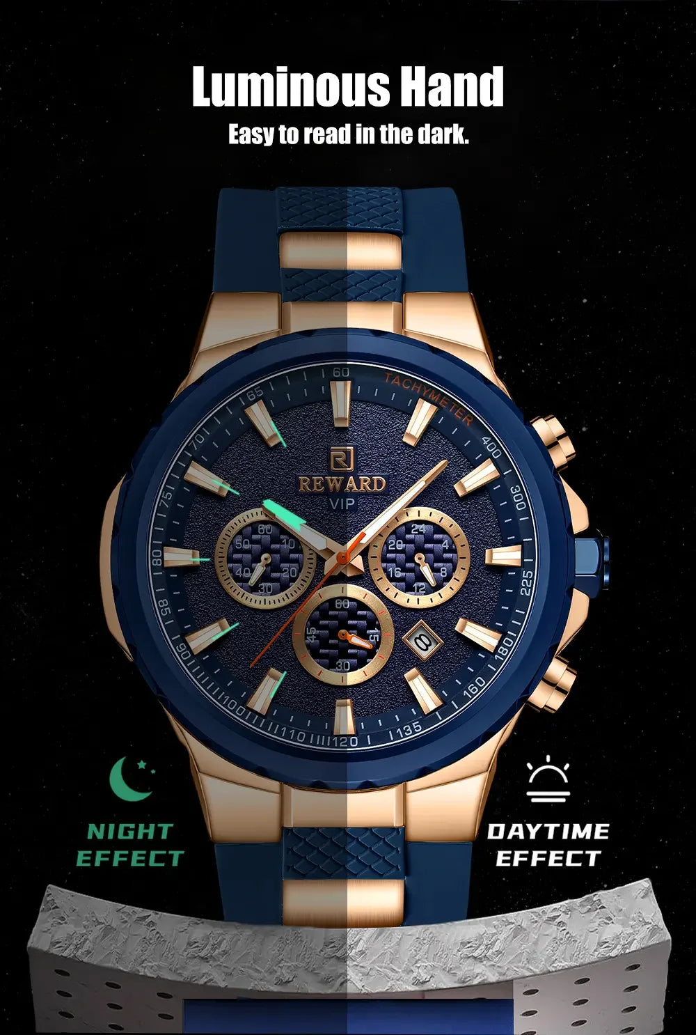 REWARD Watch for Men Casual Sport Quartz Watch Waterproof Three Eyes Fashion Men's Wristwatches