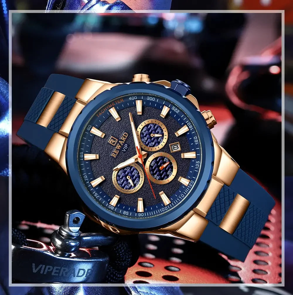 REWARD Watch for Men Casual Sport Quartz Watch Waterproof Three Eyes Fashion Men's Wristwatches