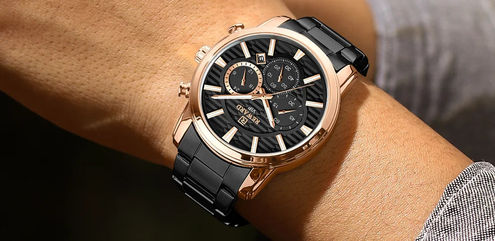 REWARD Fashion Mens Watch Wholesale Price Stainless Steel Waterproof Calendar Wristwatches Male Reloj Reward