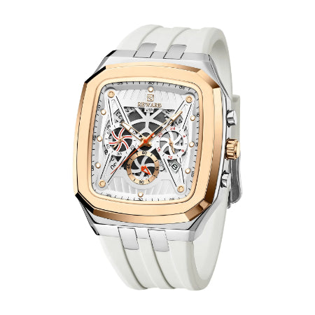 REWARD Watch Men Fashion Square Wheel Chronograph Mens Wristwatch 3bar Water Resistant Functional Sport Silicone Watch Male