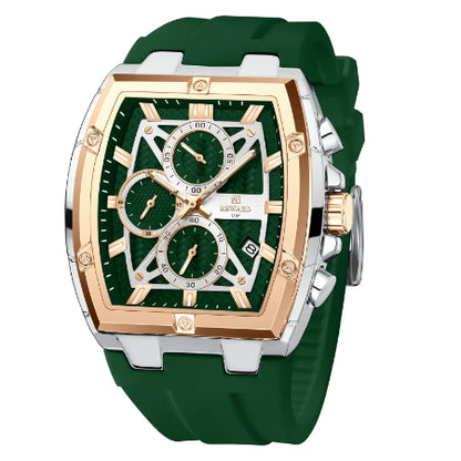 REWARD Fashion Watch Men Square Top Quality Luxury Alloy Quartz Watches Calendar Rubber Band Male Wrist Watches Factory OEM