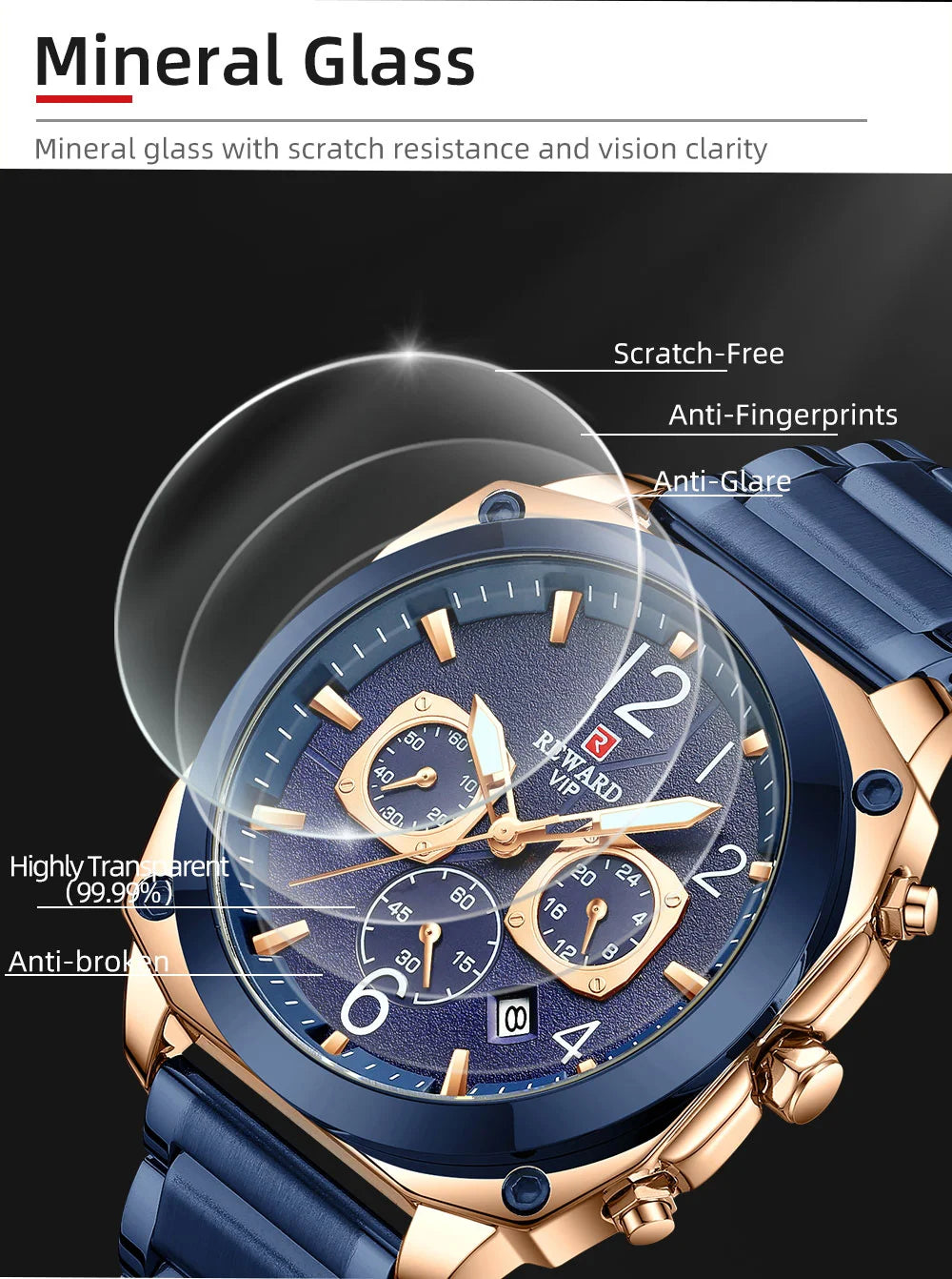 REWARD male luxury watches diving luminous robust day date big man wrist watch factory custom logo Horloge,RD81055M