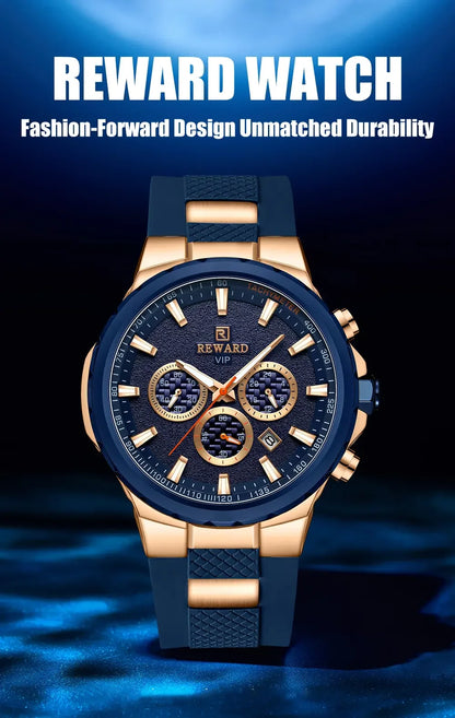 REWARD Watch for Men Casual Sport Quartz Watch Waterproof Three Eyes Fashion Men's Wristwatches