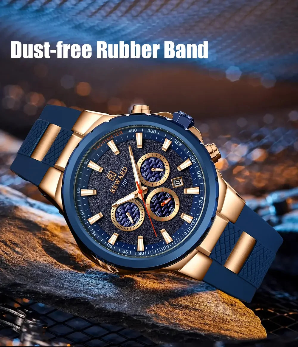 REWARD Watch for Men Casual Sport Quartz Watch Waterproof Three Eyes Fashion Men's Wristwatches