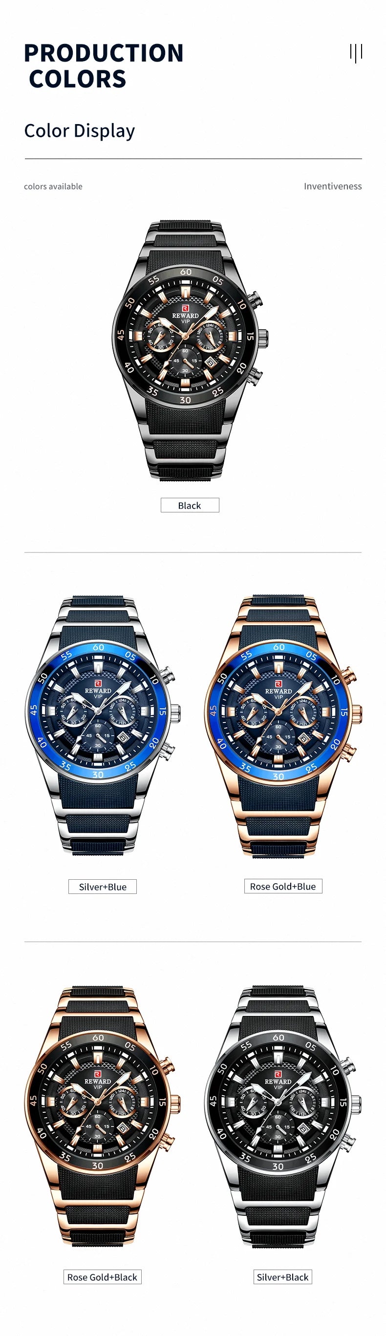 REWARD watches men wrist sport waterproof Luxury brand Silicone Band Quartz Wristwatch Male Watches Fashion Watch Man