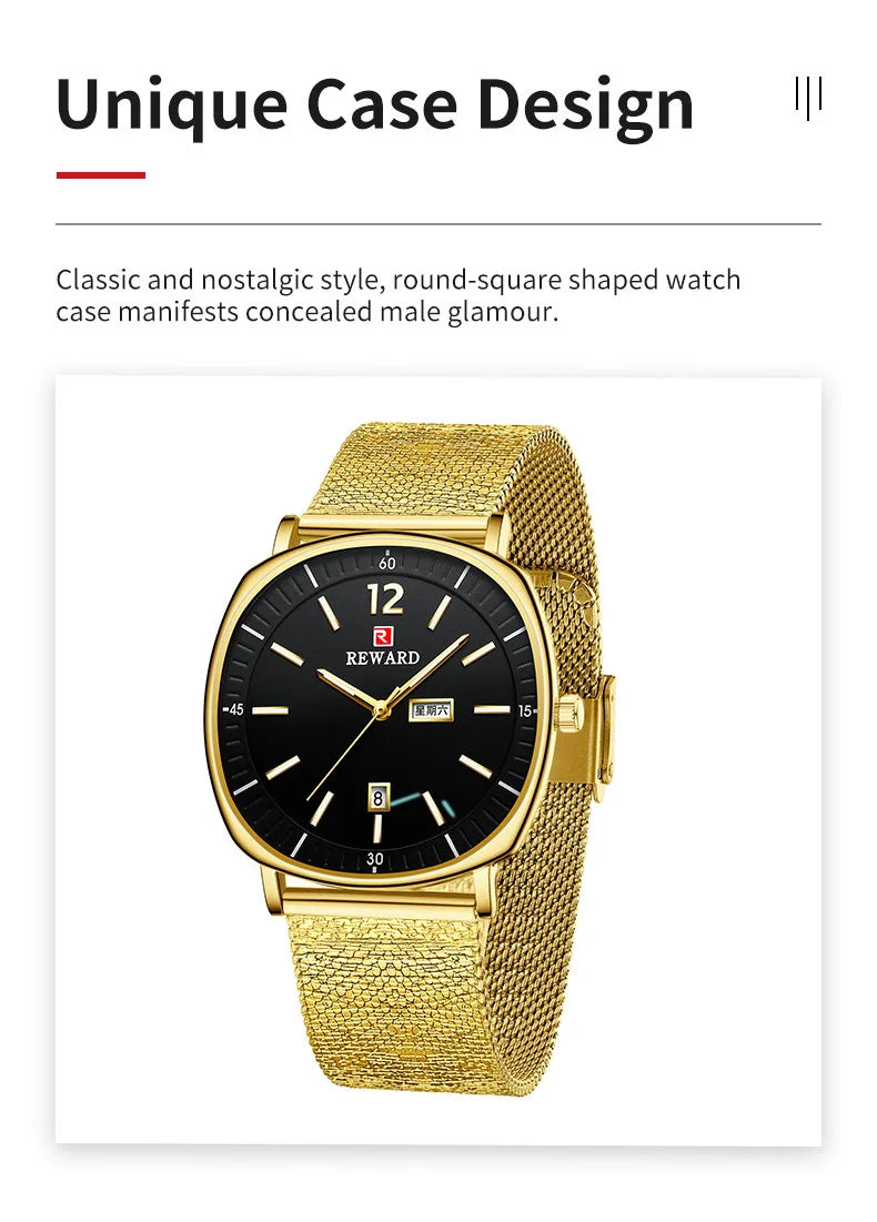 Check out the Reward New Arrivals waterproof simple quartz watches gift set, featuring two simple yet elegant watches made with high-quality alloy materials that are both durable and water-resistant.