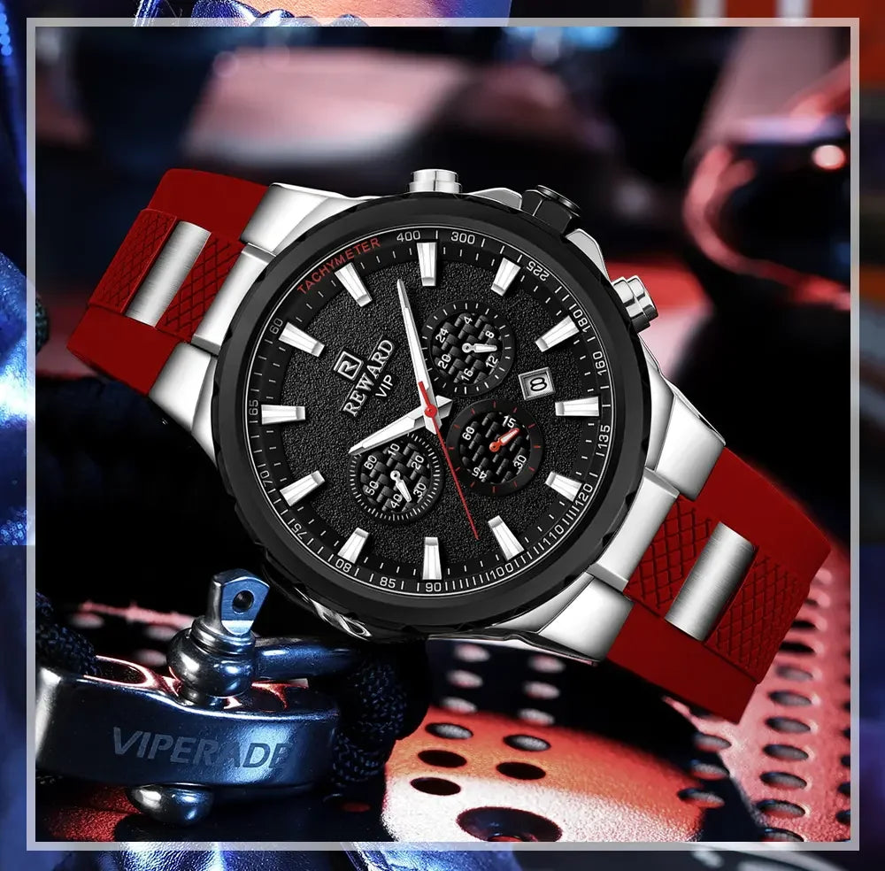 REWARD Watch for Men Casual Sport Quartz Watch Waterproof Three Eyes Fashion Men's Wristwatches