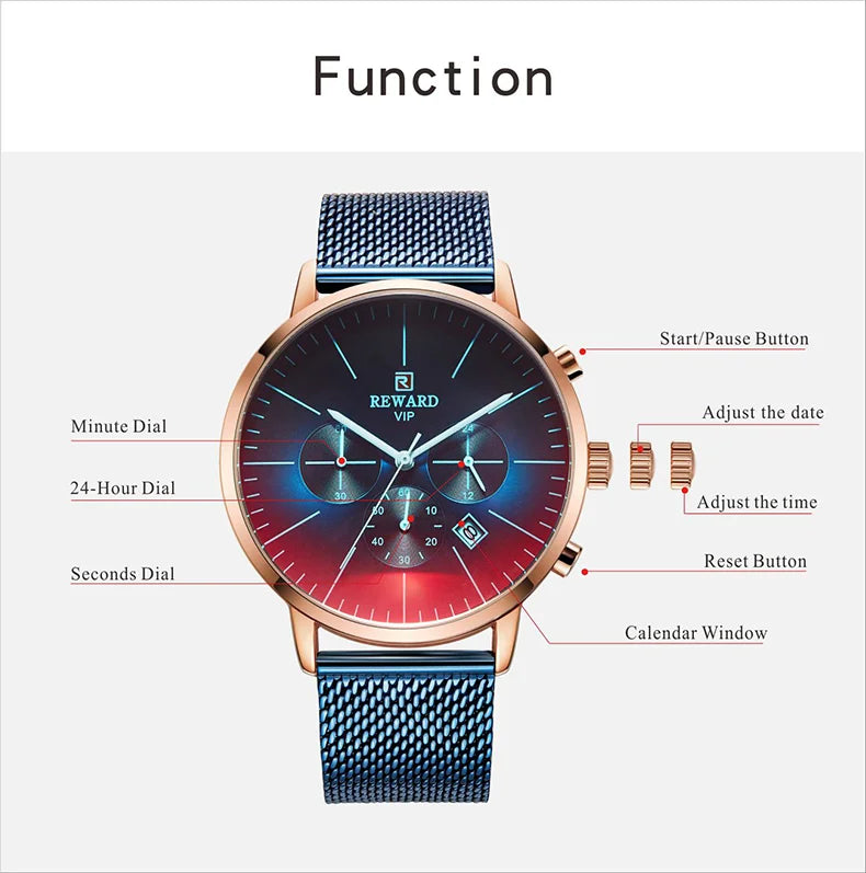 Reward New Arrival stainless steel waterproof luxury blue boys quartz watch Custom logo oem kids hand wristwatch hombre relojes RD82004M