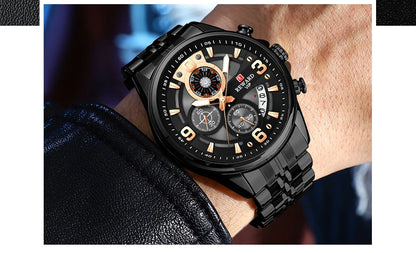 Reward In Stock Sports Watch Luxury Stainless Steel Luminous Quartz Man Watch Wholesale Oem Wristwatch Reloj,Auto Date, chronograph, Complete Calendar, Day/Date, Waterproof, Luminous, Anti-magnetic,RD81057M