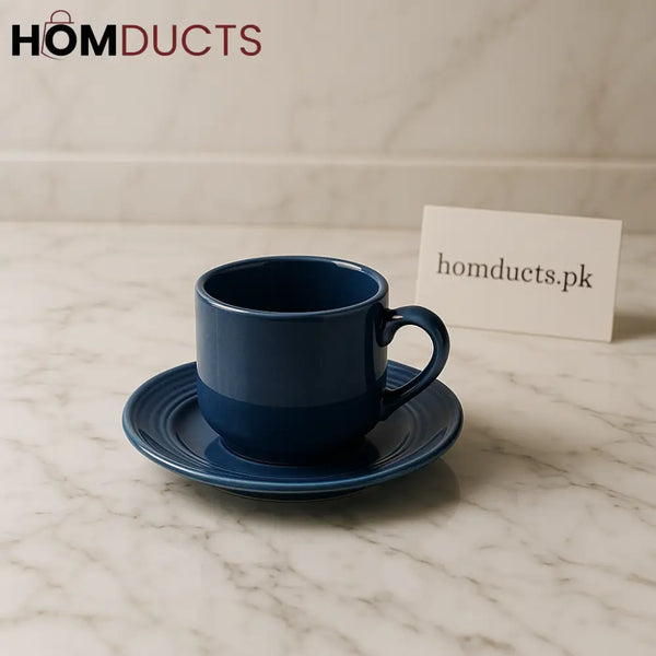 Royal Sapphire Ceramic Coffee Cup & Saucer Set – Premium Blue Elegance 6pcs Set