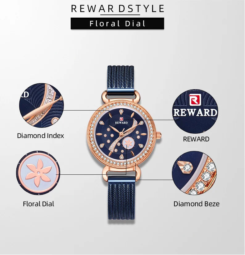 REWARD Luxury Watch Top Quality Women's Watches manufacturing diamond Waterproof Ladies Women Wristwatch Clock reloj RD22004L