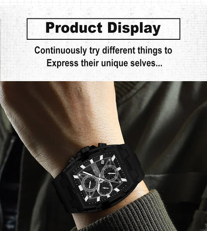 REWARD Fashion Watch Men Square Top Quality Luxury Alloy Quartz Watches Calendar Rubber Band Male Wrist Watches Factory OEM