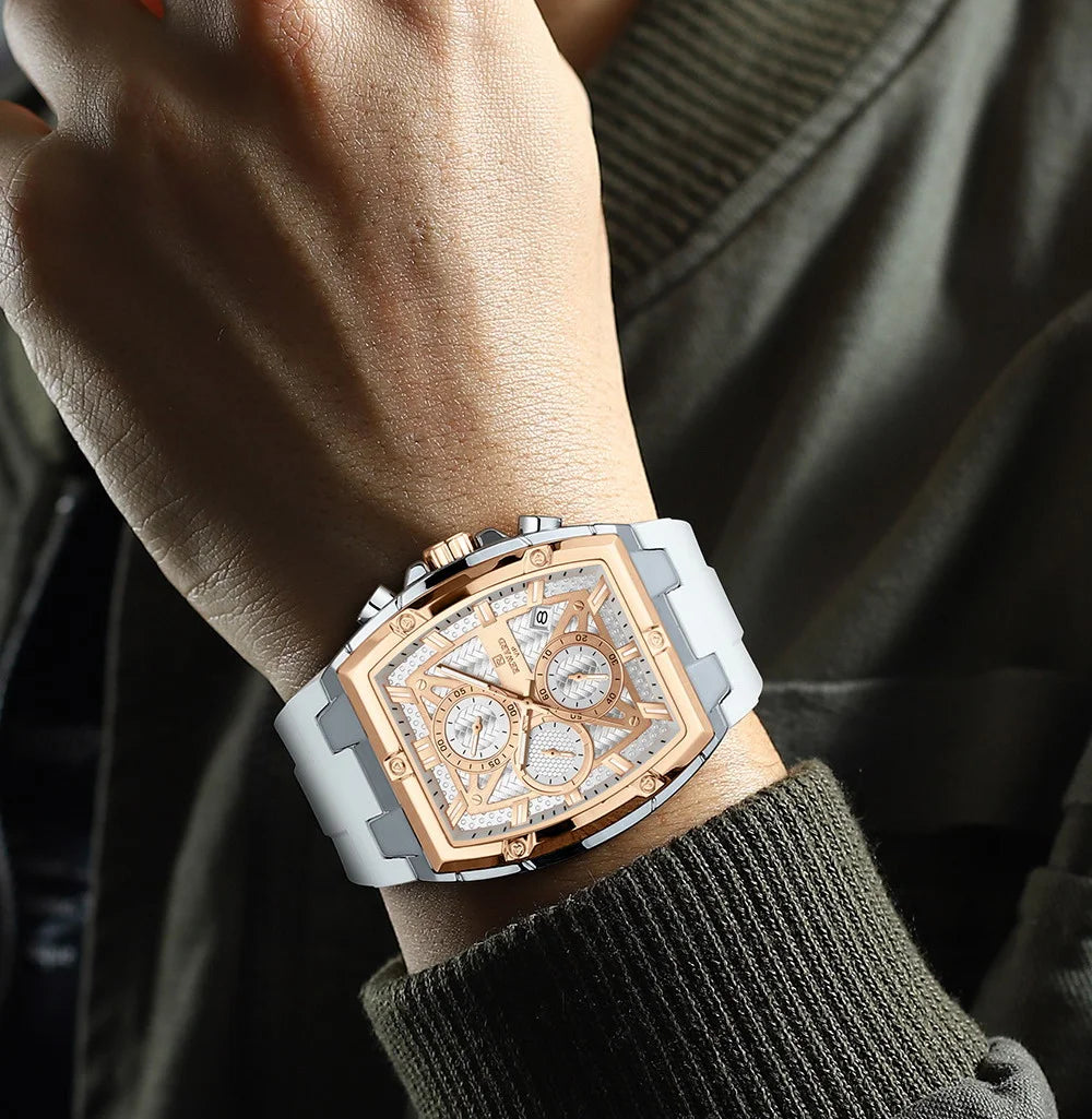 REWARD Fashion Watch Men Square Top Quality Luxury Alloy Quartz Watches Calendar Rubber Band Male Wrist Watches Factory OEM