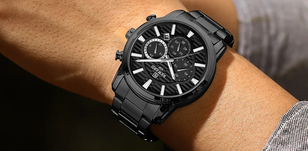 REWARD Fashion Mens Watch Wholesale Price Stainless Steel Waterproof Calendar Wristwatches Male Reloj Reward
