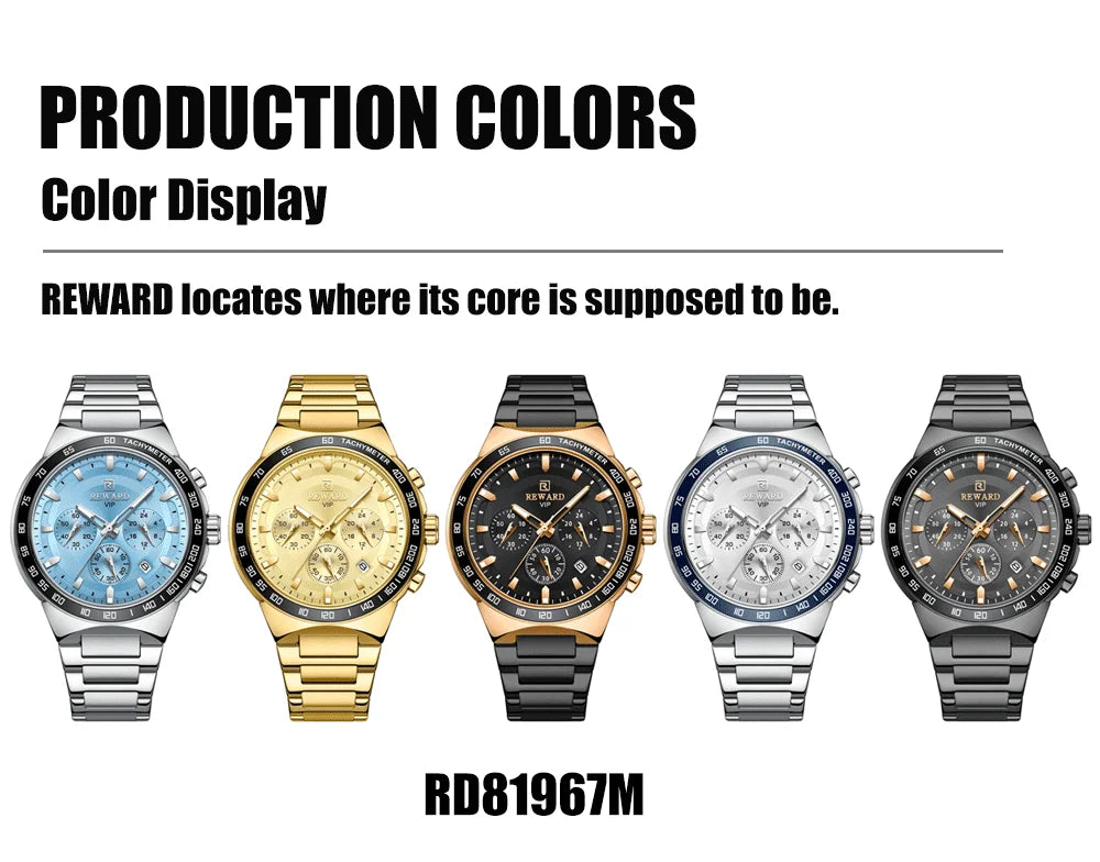 Reward New Design waterproof Casual luxury watch men In Stock fashion mens steel watch wrist chronograph watch RD81967M