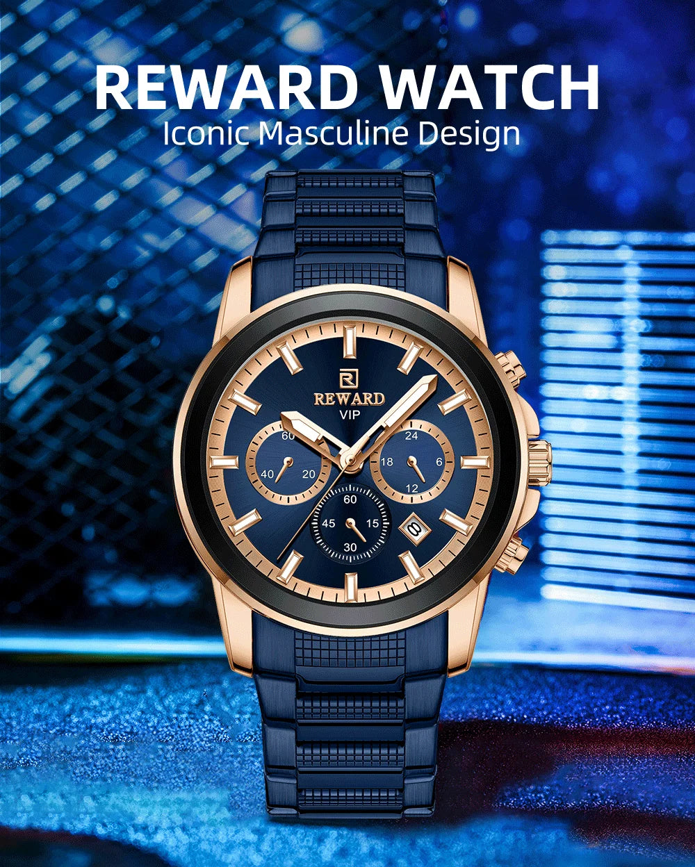Reward Luxury Three-Eyes Classic Chronograph Quartz Watch Men REWARD Fashion Business Relogio Masculino Elegant