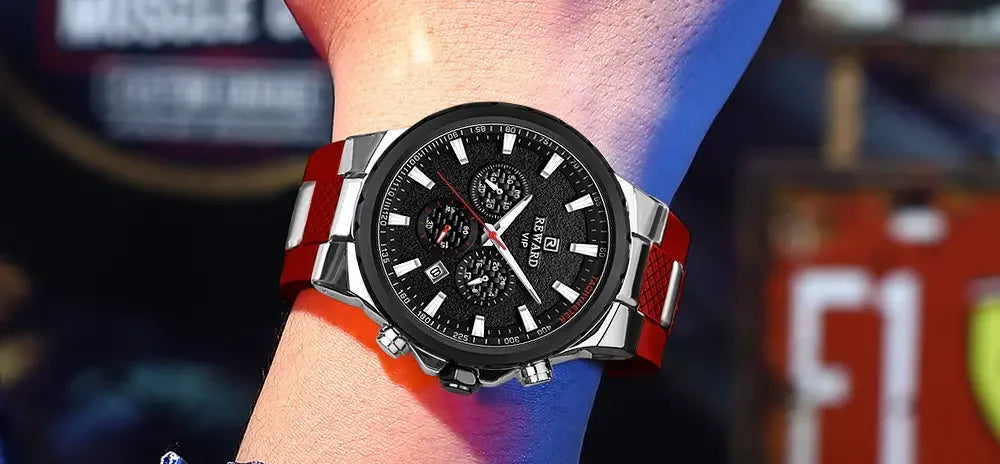 REWARD Watch for Men Casual Sport Quartz Watch Waterproof Three Eyes Fashion Men's Wristwatches